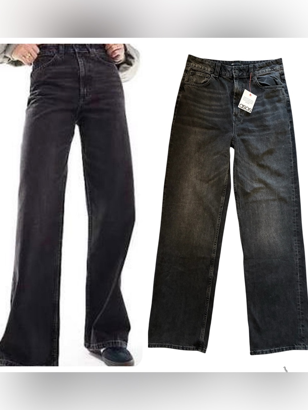 ASOS Design Jeans Women’s 30/36 Tall Charcoal Gray High Rise Wide Leg NWT